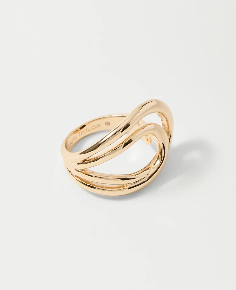 Ann Taylor Metal Double Loop Ring Goldtone Women's