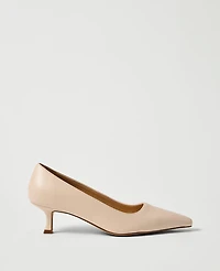 Ann Taylor Leather Nip Toe Pump Pearl Shadow Women's