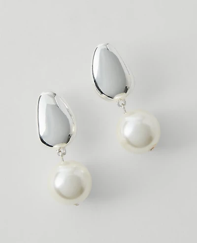 Ann Taylor Mini Pearlized Drop Earrings Silvertone Women's