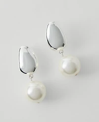 Ann Taylor Mini Pearlized Drop Earrings Silvertone Women's