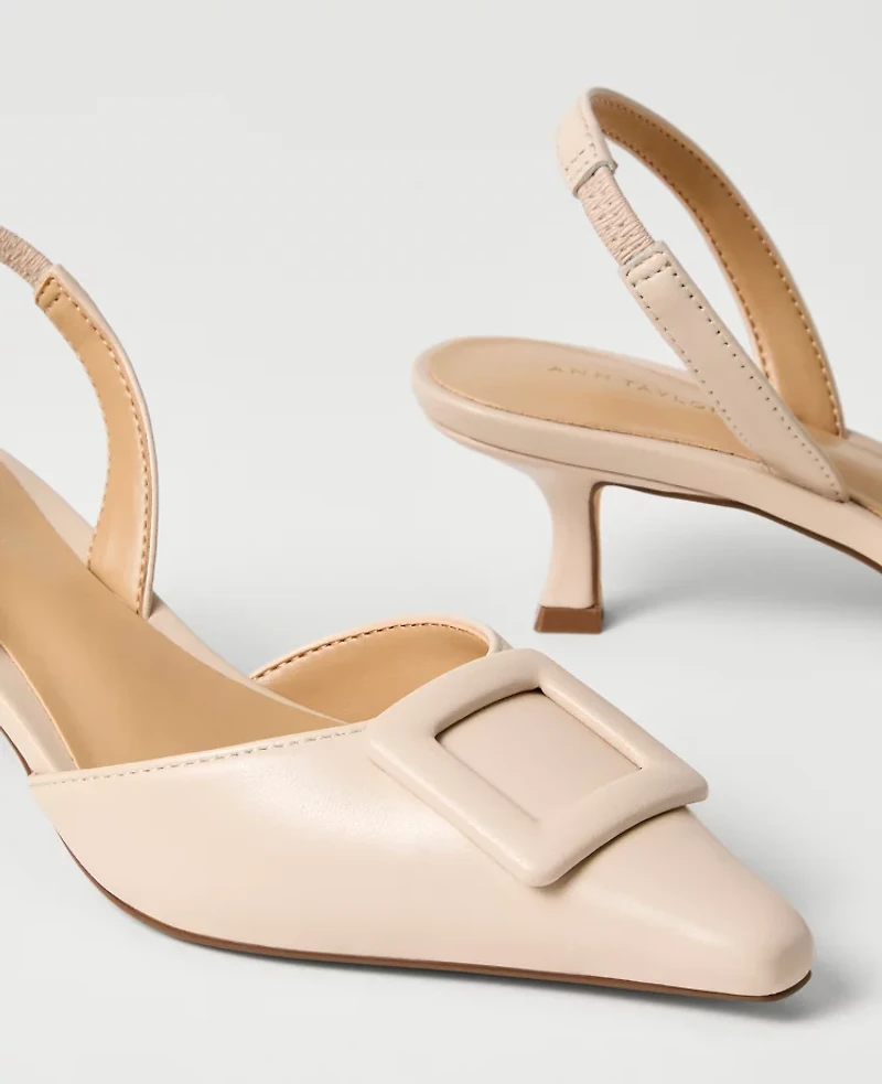 Ann Taylor Leather Slingback Pump Pearl Shadow Women's