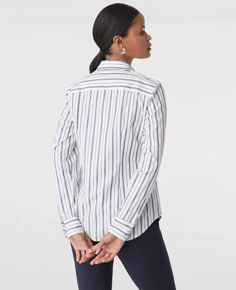 Ann Taylor Striped Perfect Shirt Winter White Women's