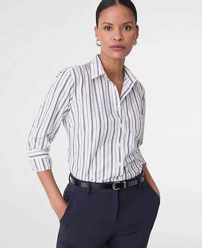 Ann Taylor Striped Perfect Shirt Winter White Women's
