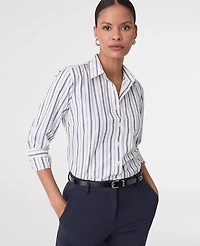 Ann Taylor Striped Perfect Shirt Winter White Women's