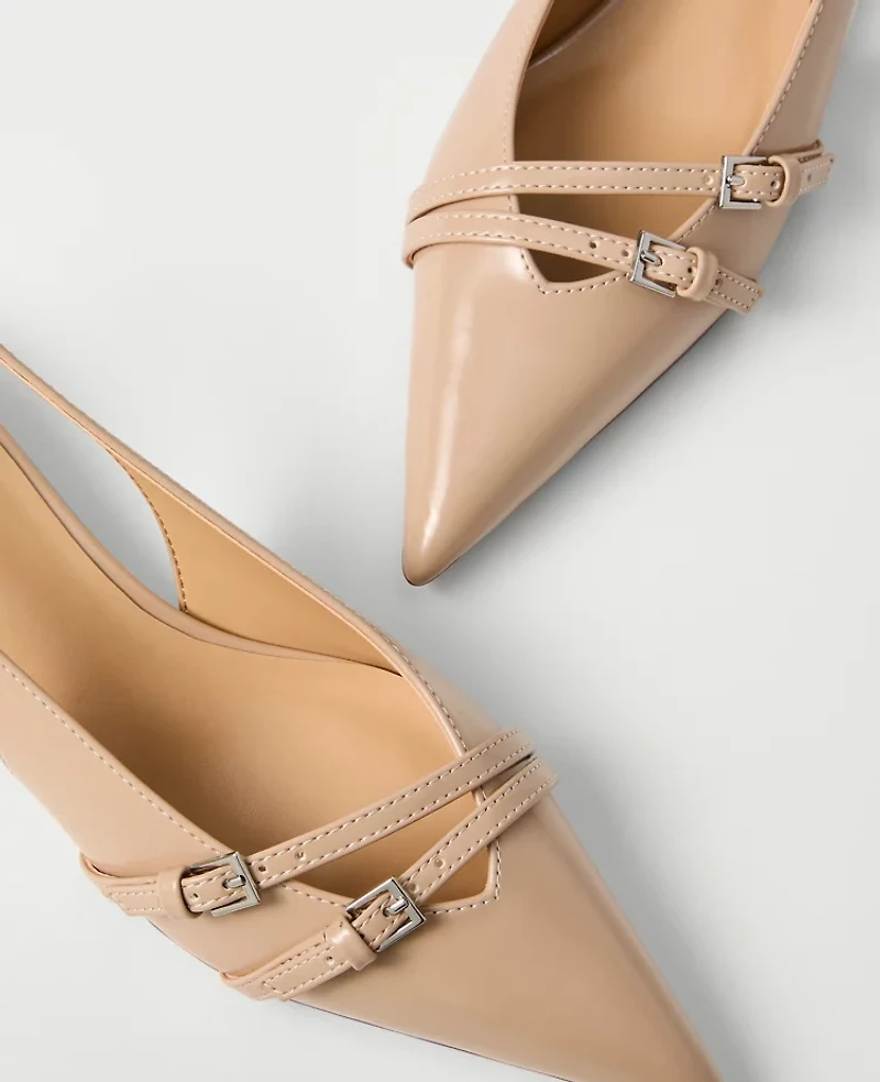 Ann Taylor Strappy Patent Slingback Pump Sandalwood Women's