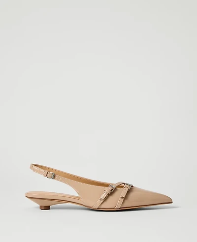 Ann Taylor Strappy Patent Slingback Pump Sandalwood Women's