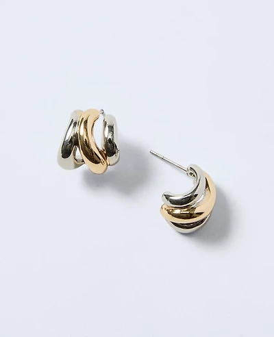Ann Taylor Mixed Metal Hoop Earrings Goldtone Women's