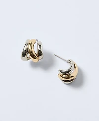 Ann Taylor Mixed Metal Hoop Earrings Goldtone Women's