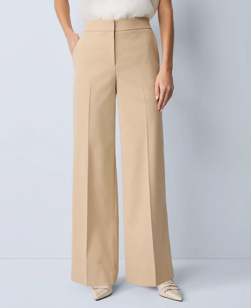 Ann Taylor ThePetite Perfect Wide Leg Pant Neutral Light Tan Women's