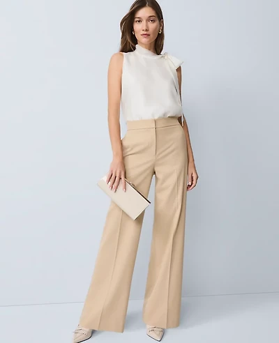 Ann Taylor ThePetite Perfect Wide Leg Pant Neutral Light Tan Women's