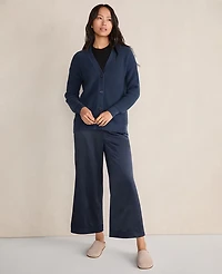 Ann Taylor Haven Well Within Organic Cotton Shaker Stitch Cardigan Size Small Twilight Navy Women's