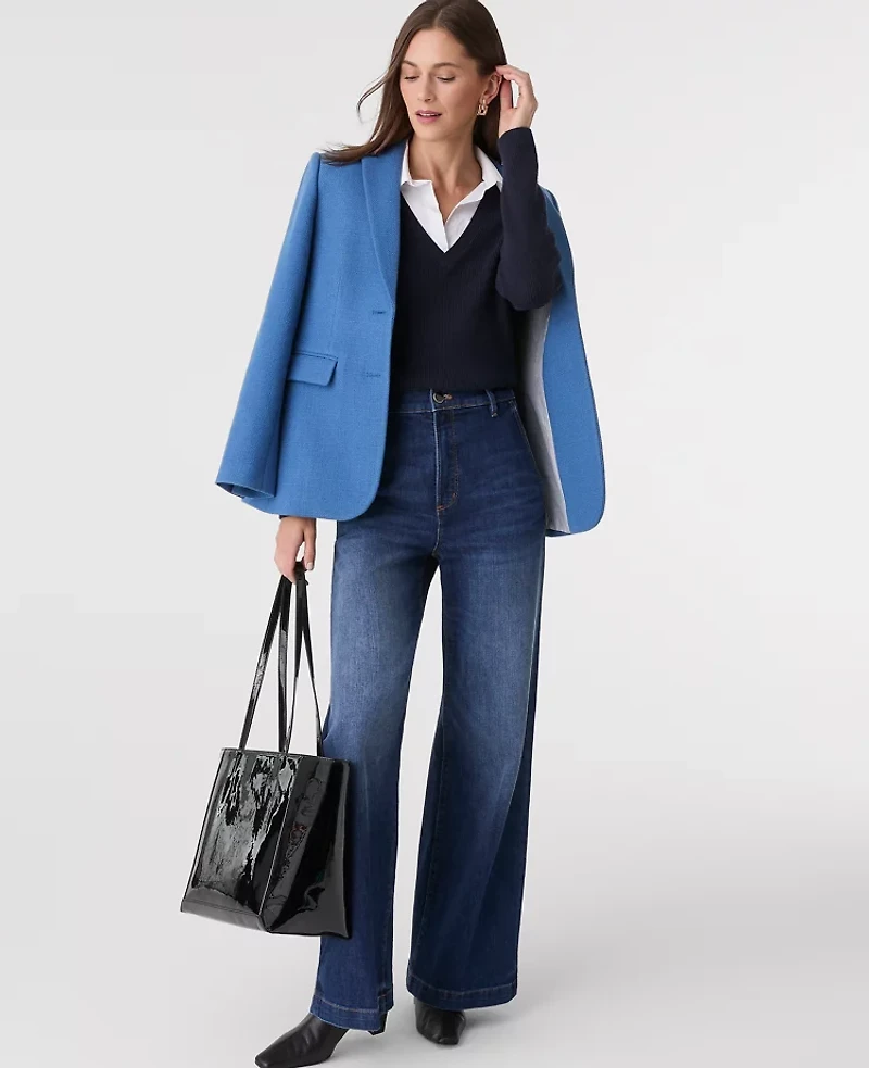 Ann Taylor Collared Mixed Media Sweater Women's