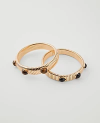Ann Taylor Metal Gem Stretch Bracelet Set Goldtone Women's