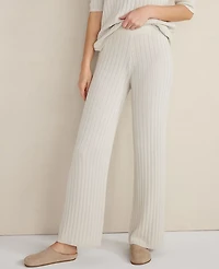 Ann Taylor Haven Well Within Organic Cotton Ribbed Straight Leg Pants Full Moon Grey Women's