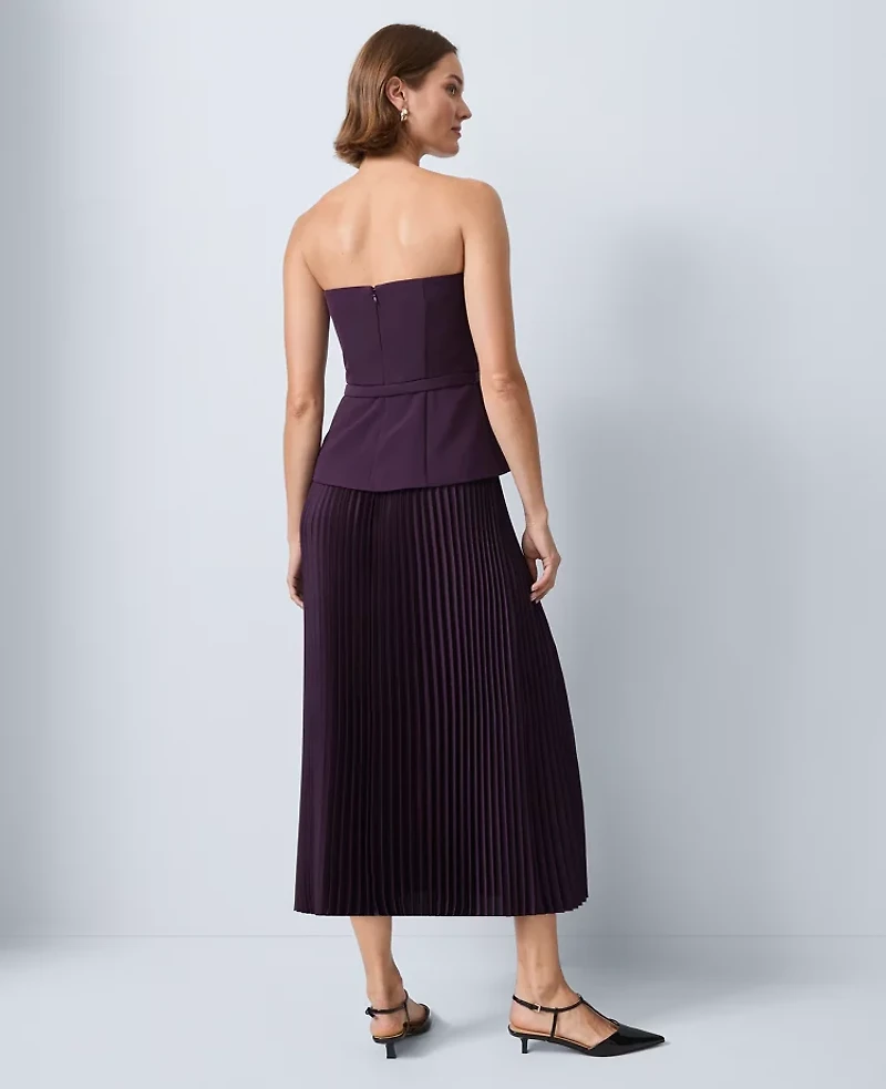 Ann Taylor Petite Crepe Pleated Midi Dress Aubergine Dream Women's