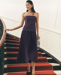 Ann Taylor Petite Crepe Pleated Midi Dress Aubergine Dream Women's