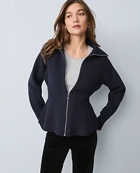 Ann Taylor Petite Weekend Collection Cable Sweater Jacket Night Sky Women's
