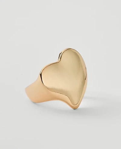 Ann Taylor Metal Stone Heart Ring Goldtone Women's