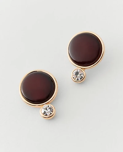 Ann Taylor Crystal Stone Stud Earrings Goldtone Women's