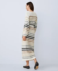 Ann Taylor Weekend Collection Striped Midi Sweater Dress Winter White Women's