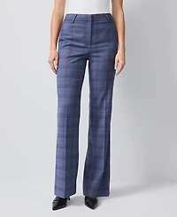 Ann Taylor The Petite Flare Trouser Plaid - Curvy Fit Blue Multi Women's