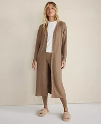 Ann Taylor Haven Well Within Brushed Rib Knit Long Sleeve Duster Driftwood Women's