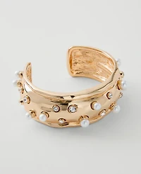 Ann Taylor Metal Pearl Cuff Bracelet Goldtone Women's