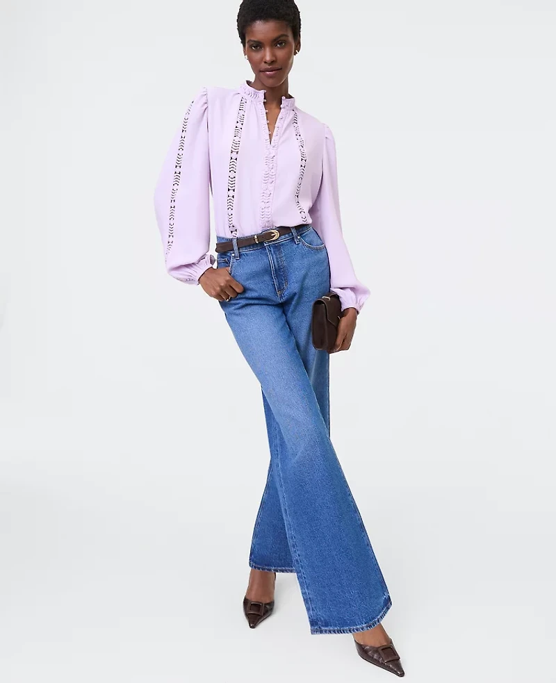 Ann Taylor Lace Trim Blouse Women's