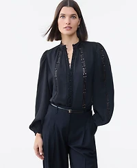 Ann Taylor Lace Trim Blouse Women's