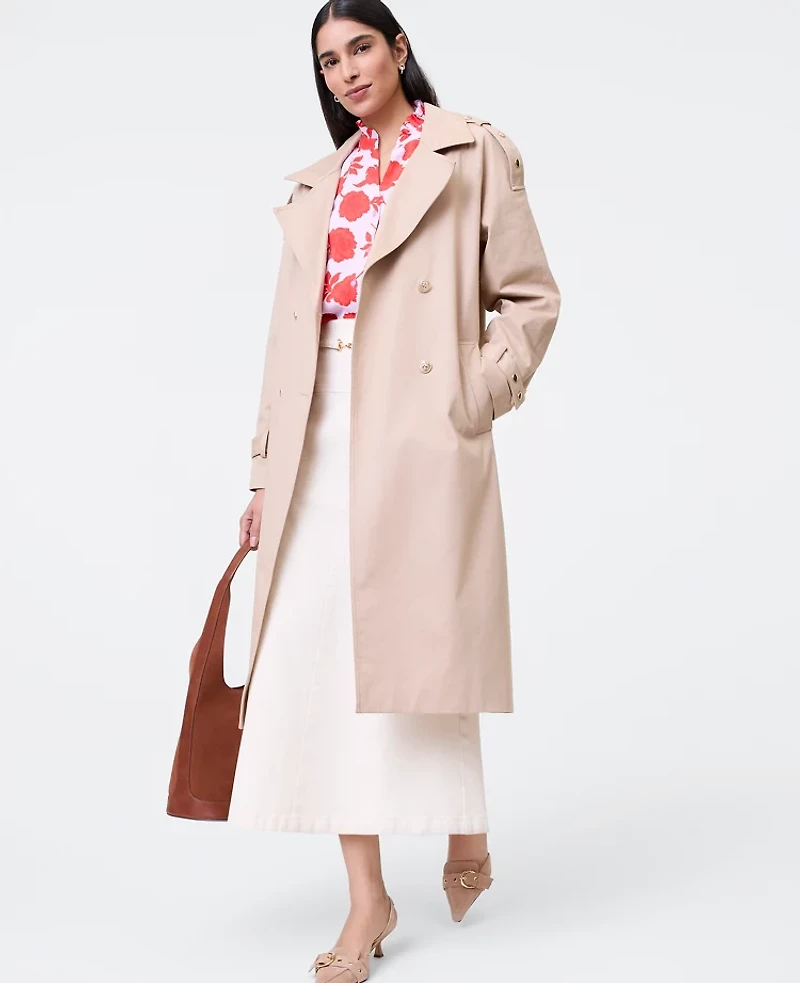 Ann Taylor Floral Ruffle Collar Shirt Fiery Sunset Women's