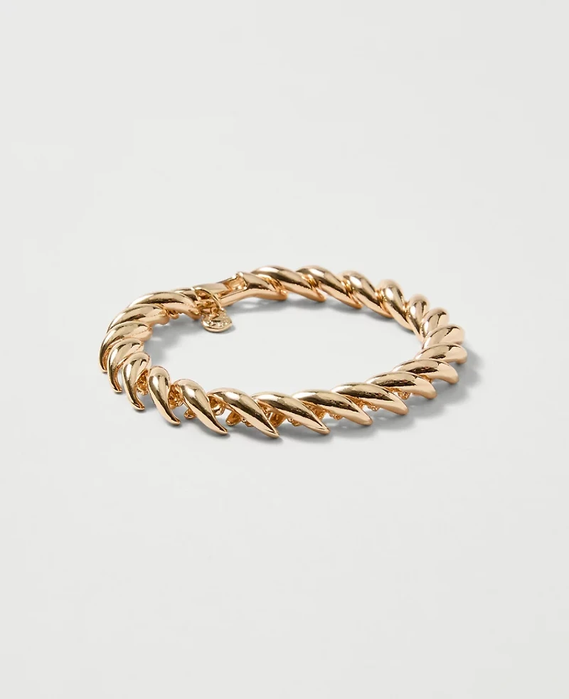 Ann Taylor Twisted Rope Metal Bracelet Goldtone Women's