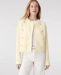 Ann Taylor Petite Double Breasted Sweater Jacket Tender Yellow Women's