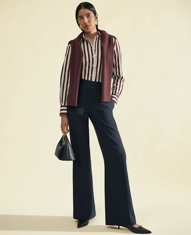 Ann Taylor The Petite Everyday Sailor Wide Leg Pant Indigo Blend Women's