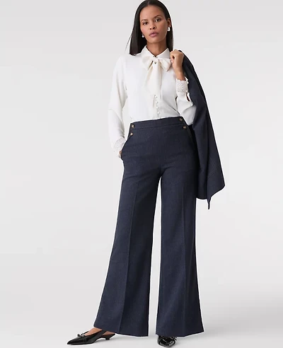 Ann Taylor The Petite Everyday Sailor Wide Leg Pant Indigo Blend Women's