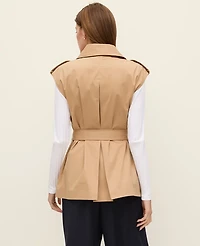 Ann Taylor Belted Trench Vest Classic Tan Women's