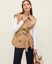 Ann Taylor Belted Trench Vest Classic Tan Women's