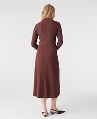 Ann Taylor Petite Collared Sweater Midi Dress Rich Walnut Women's