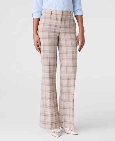 Ann Taylor The Petite Jayne Trouser Plaid - Curvy Fit Tan/Navy Women's