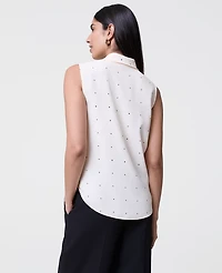 Ann Taylor Petite Dotted Cowl Neck Top Feather Women's