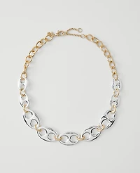 Ann Taylor Oversized Chain Link Necklace Silvertone Women's