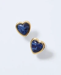 Ann Taylor Stone Heart Stud Earrings Goldtone Women's