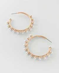 Ann Taylor Pearl Hoop Earrings Goldtone Women's