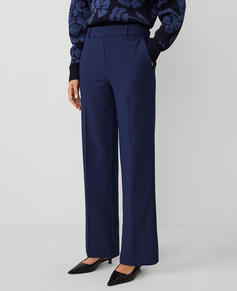 Ann Taylor The Petite Side-Zip Straight Pant Bi-Stretch Pure Sapphire Women's