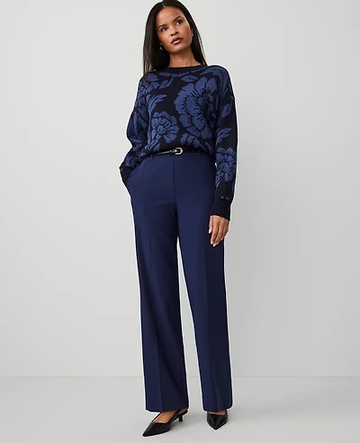 Ann Taylor The Petite Side-Zip Straight Pant Bi-Stretch Pure Sapphire Women's