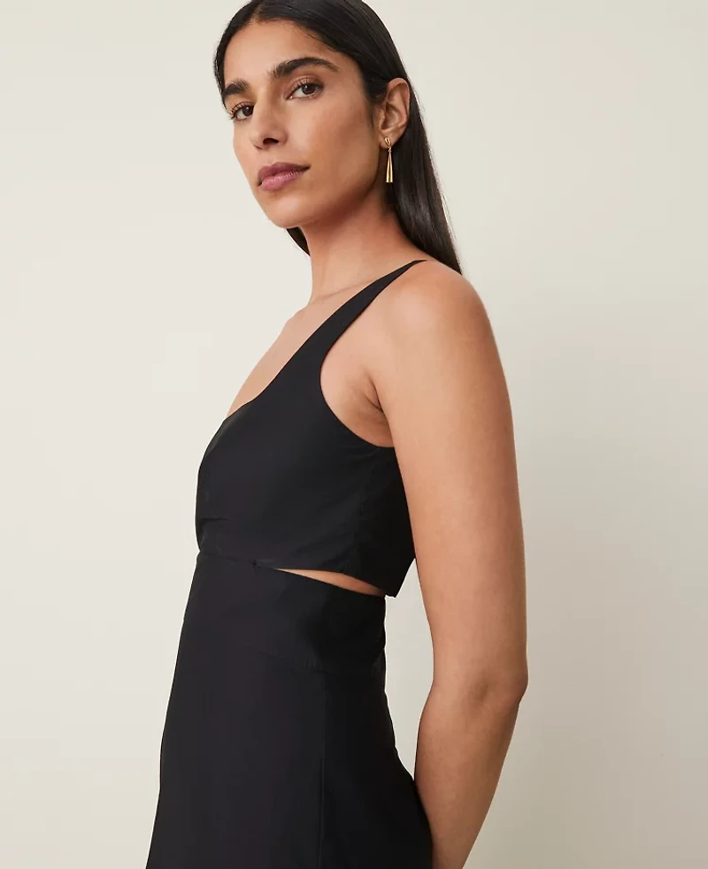 Ann Taylor Embroidered Strappy Midi Dress Black Women's
