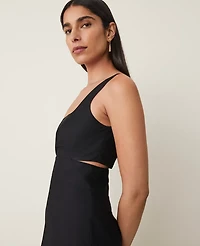 Ann Taylor Embroidered Strappy Midi Dress Black Women's