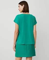 Ann Taylor Mixed Media Pleat Front Top Size Small Shady Glade Women's