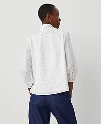 Ann Taylor Floral Mock Neck Shirt Winter White Women's