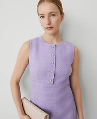 Ann Taylor Tweed Button Shift Dress Size 16 Radiant Amethyst Women's