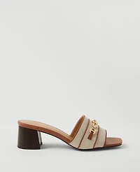 Ann Taylor Chain Flare Block Heel Sandals Fresh Canvas Women's